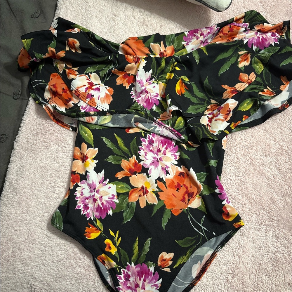 Vibrant Floral Off-Shoulder Bodysuit